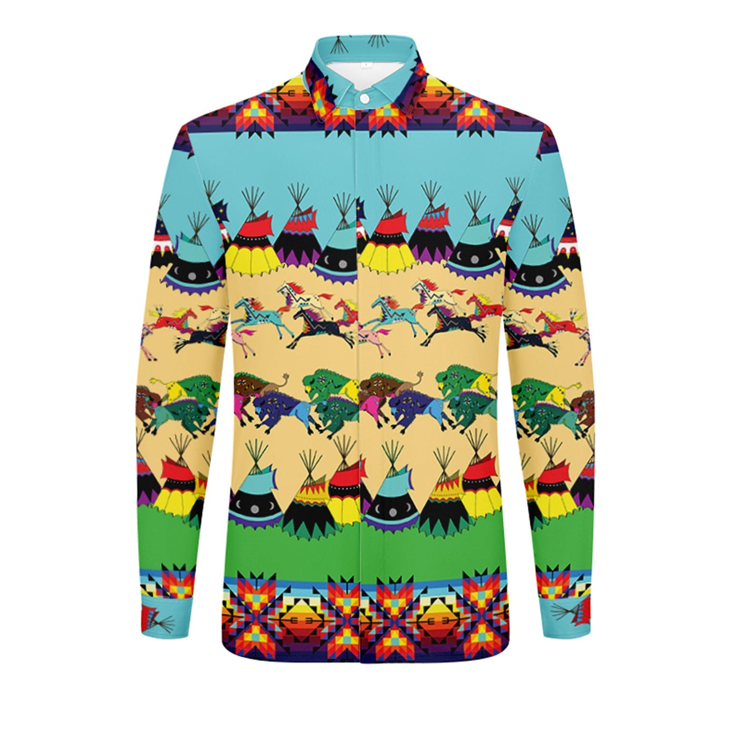Horses and Buffalo Ledger Dress Shirt