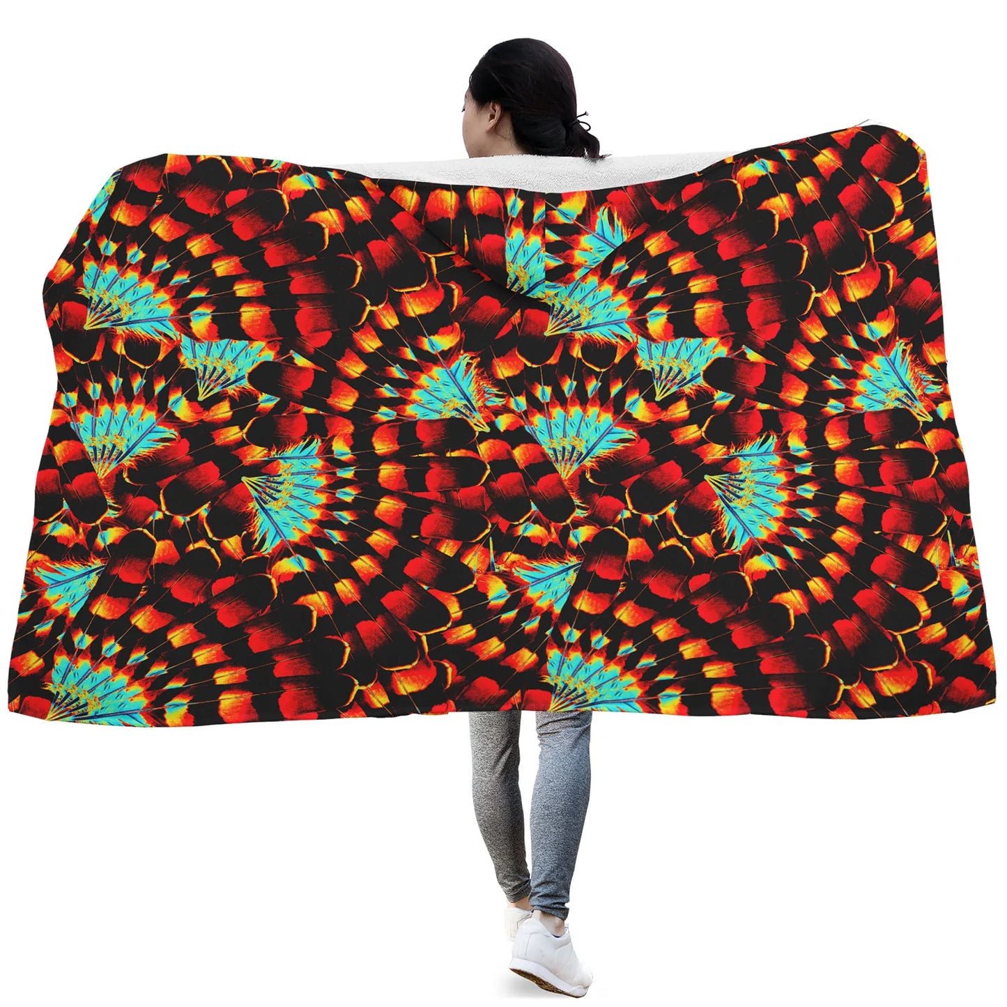 Hawk Feathers Hooded Blanket