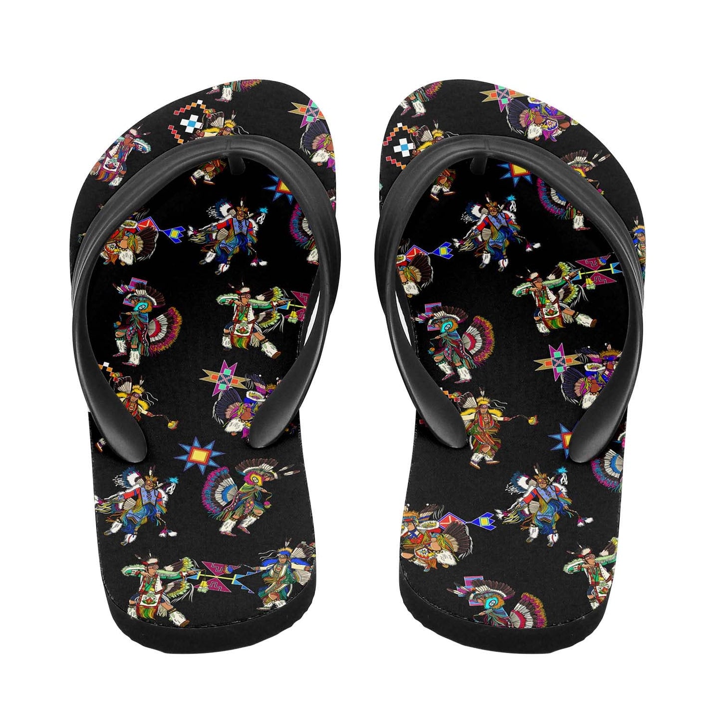 Men's Fancy Dancer Black Flip Flops