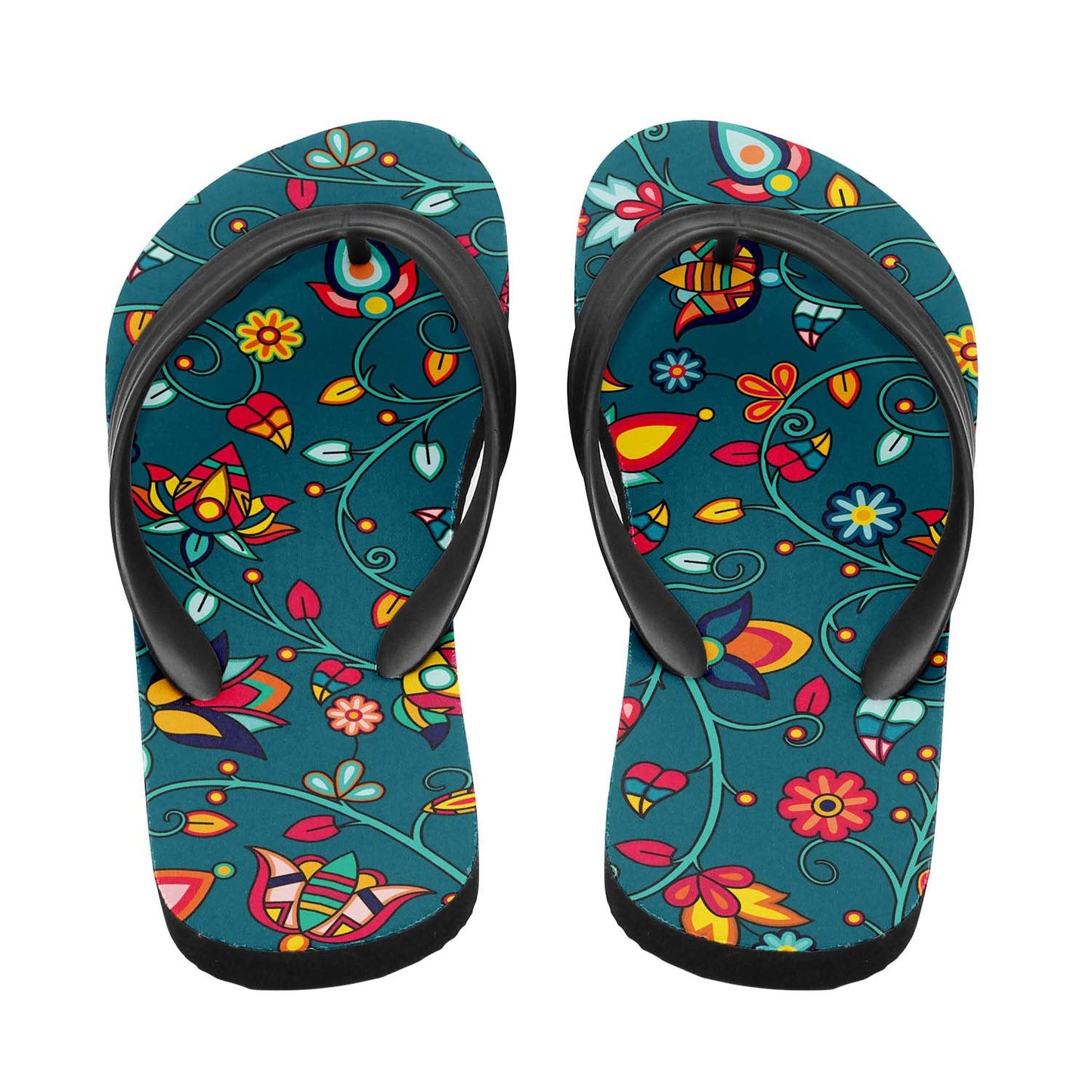 Thorny Path Teal Flip Flops