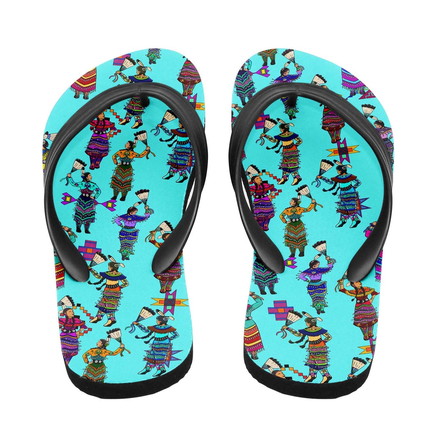 Women's Jingle Dancers Turquoise Flip Flops