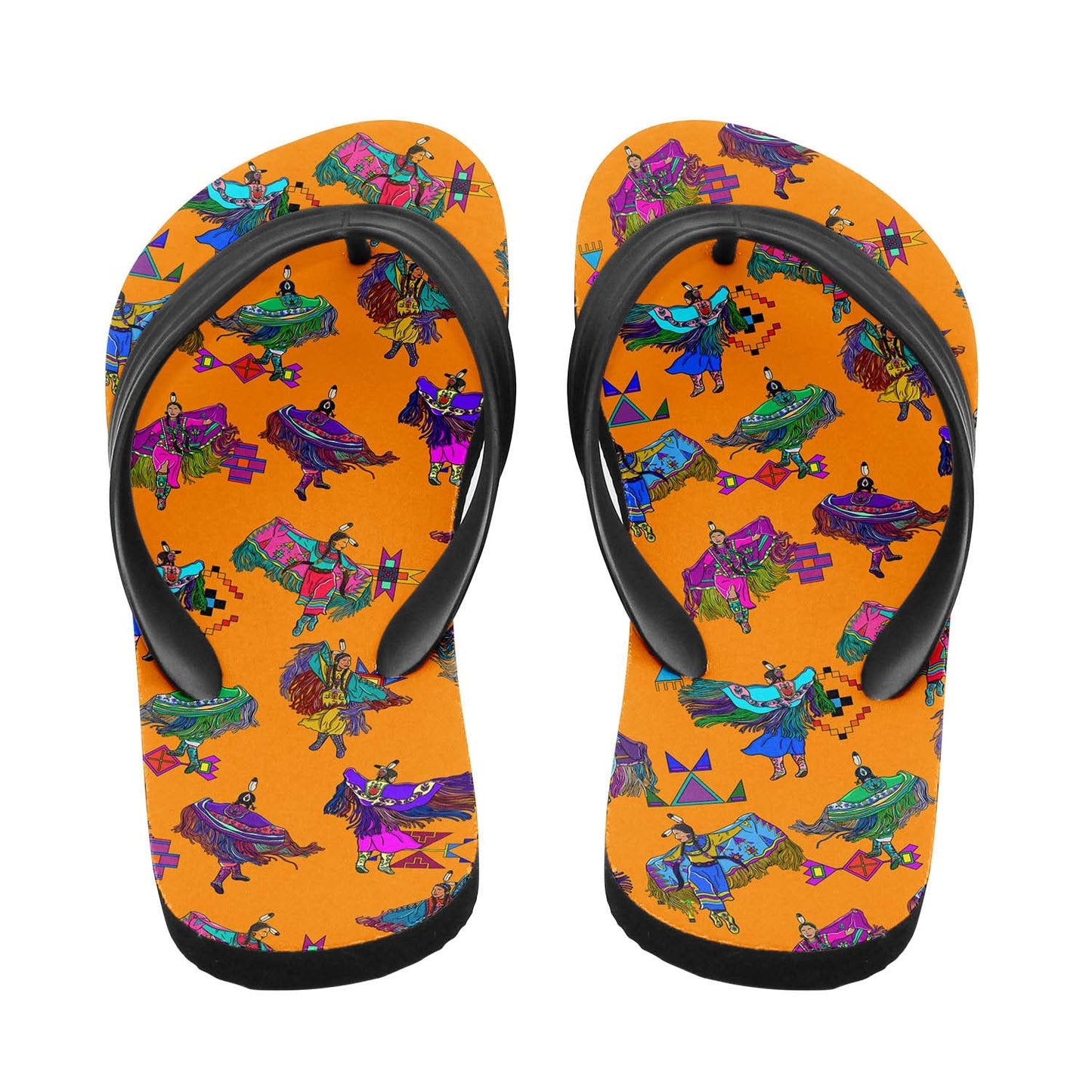 Women's Fancy Dancers Orange Flip Flops