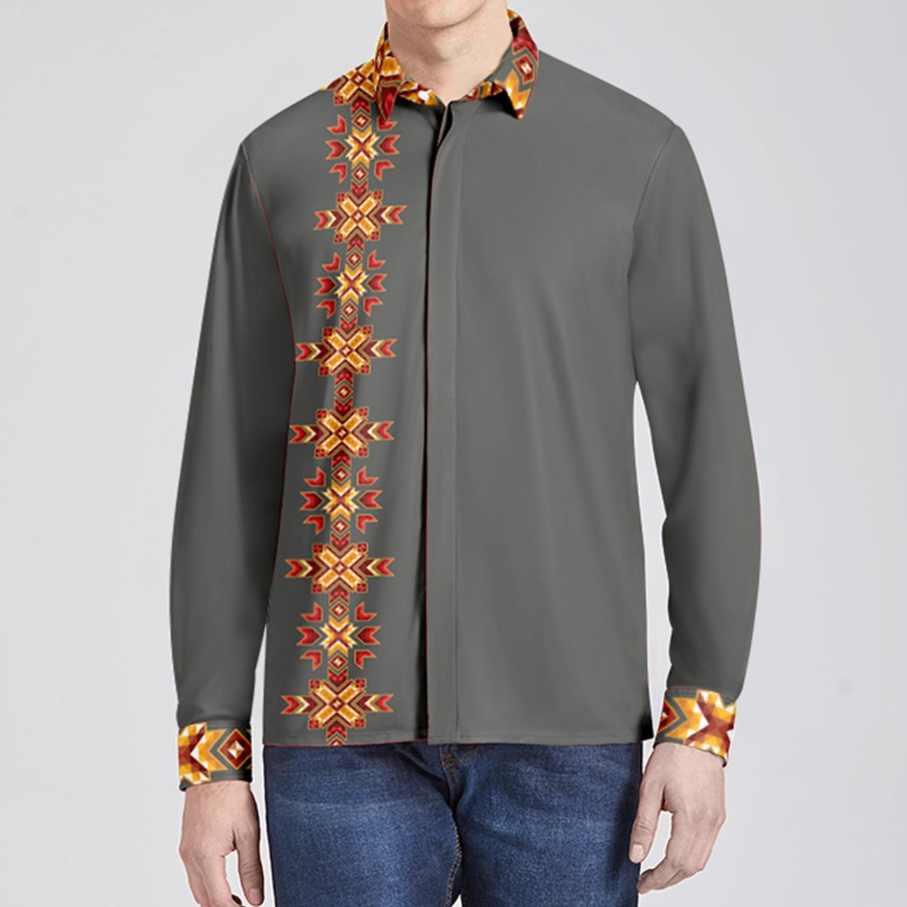 Blanket Strip Ruby Fall Dress Shirt