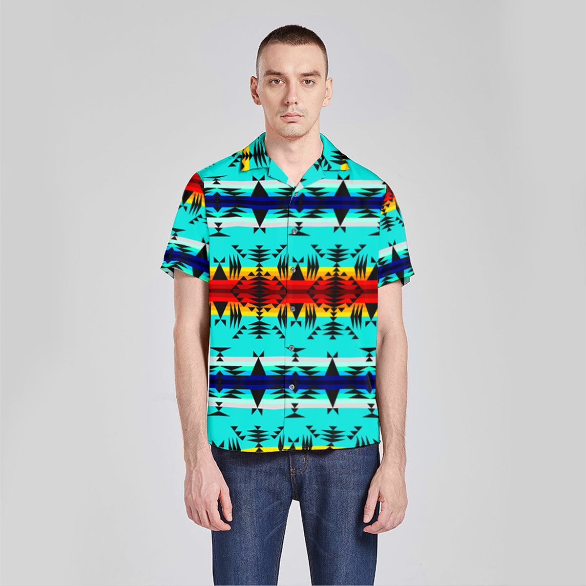 Between the Mountains Silky Button Up – Men's Silky Button Up Shirt by 49 Dzine