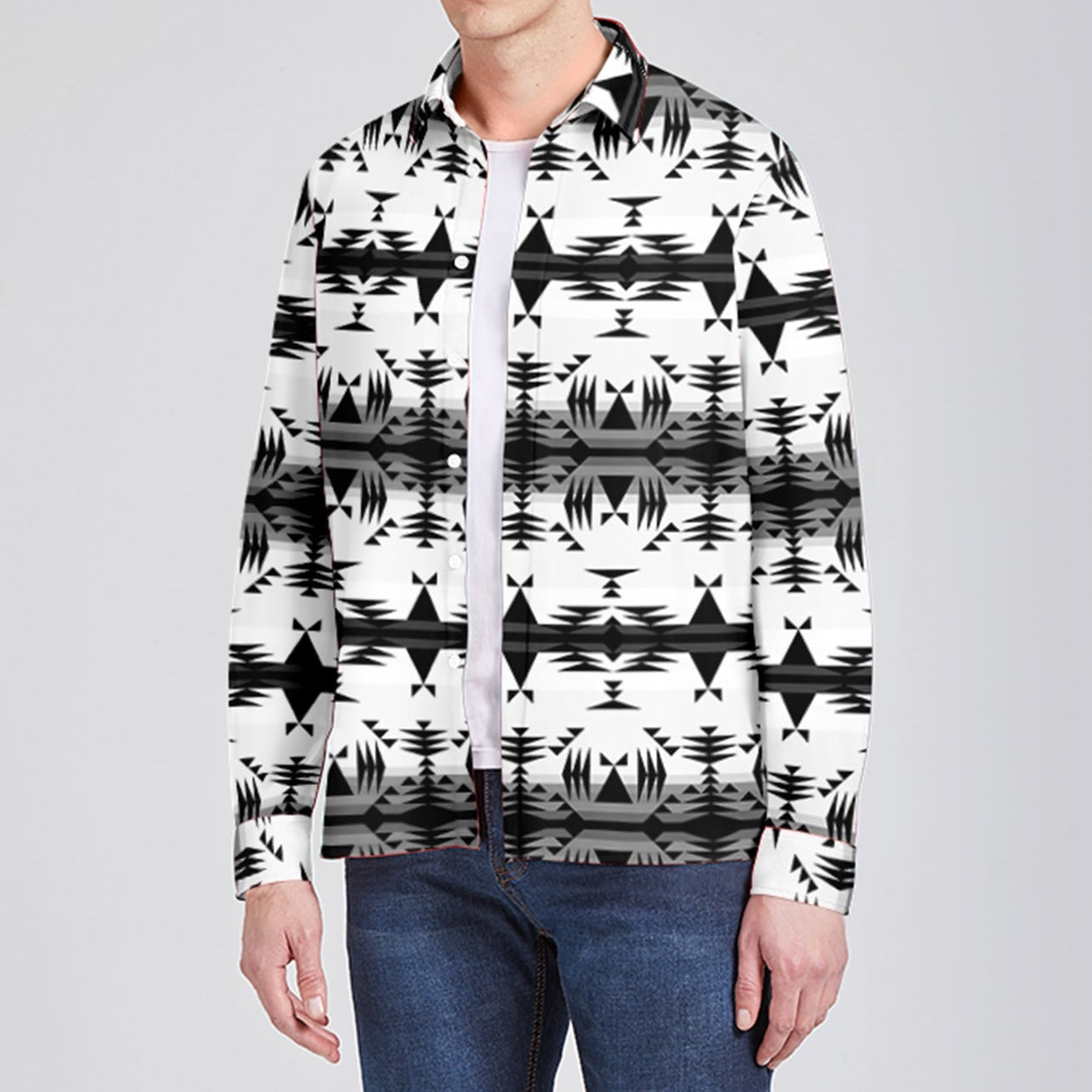 Between the Mountains White and Black Dress Shirt