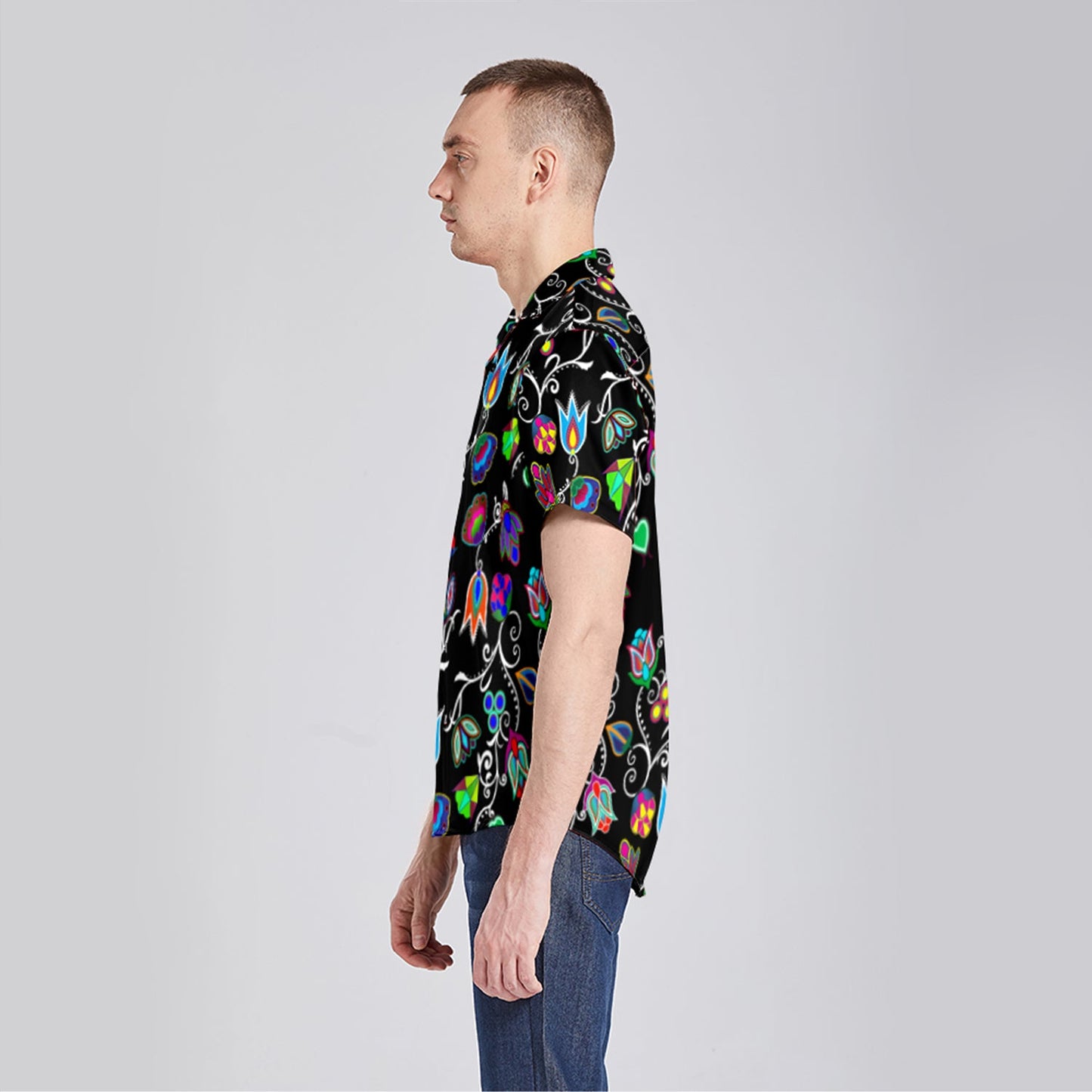 Indigenous Paisley Black Button Up Silk Shirt
