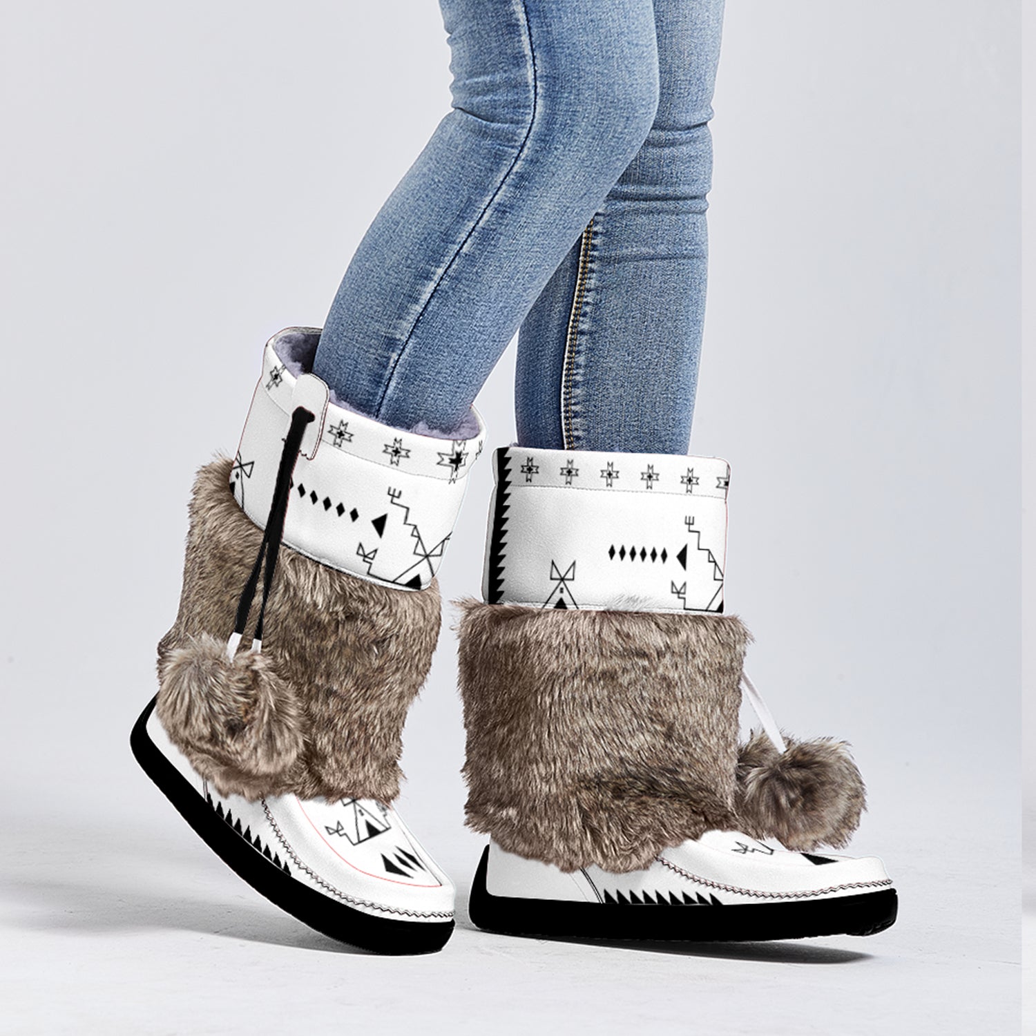 Moonlit Frost Real Leather MocLux Calf with Fur