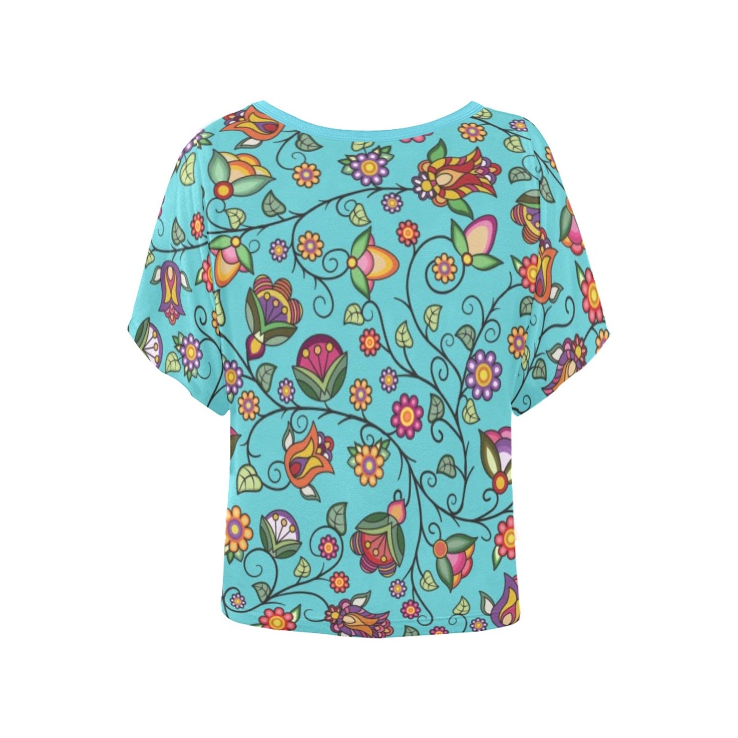 Heartbeat Petals Turquoise Women's Batwing-Sleeved Blouse T shirt