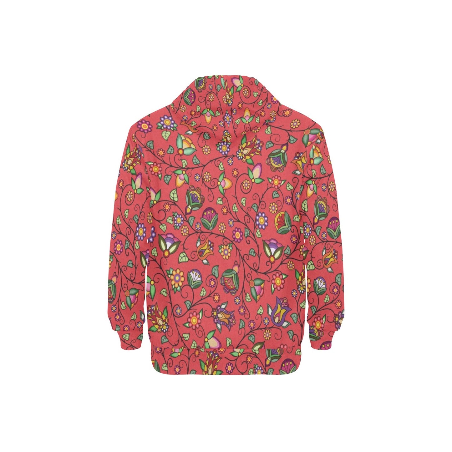 Heartbeat Petals Red Men's Long Sleeve Fleece Hoodie