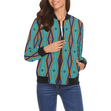 Load image into Gallery viewer, Diamond in the Bluff Turquoise Bomber Jacket for Women
