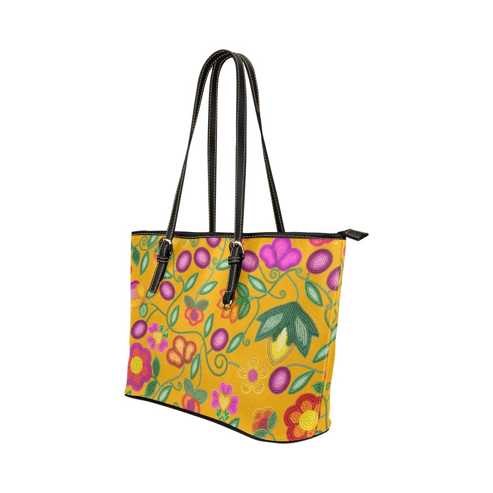 Boreal Bounty Yellow Leather Tote