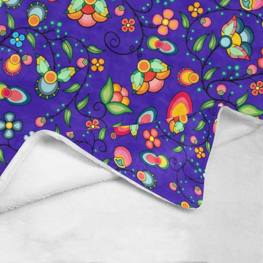 Floral Bounty Blue X-Large Micro Fleece Blanket
