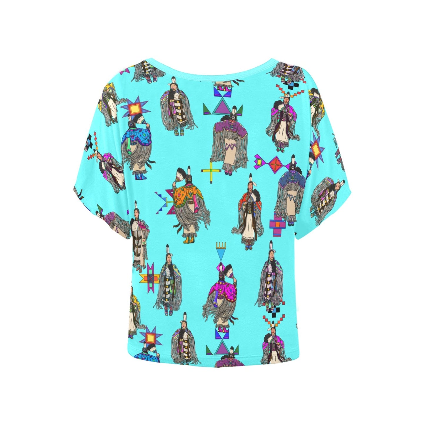 Women's Tradish Dancers Turquoise Women's Batwing-Sleeved Blouse T shirt