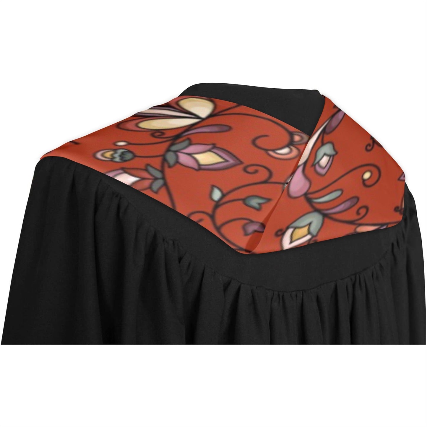 Burnt Sky Petals Red Graduation Stole