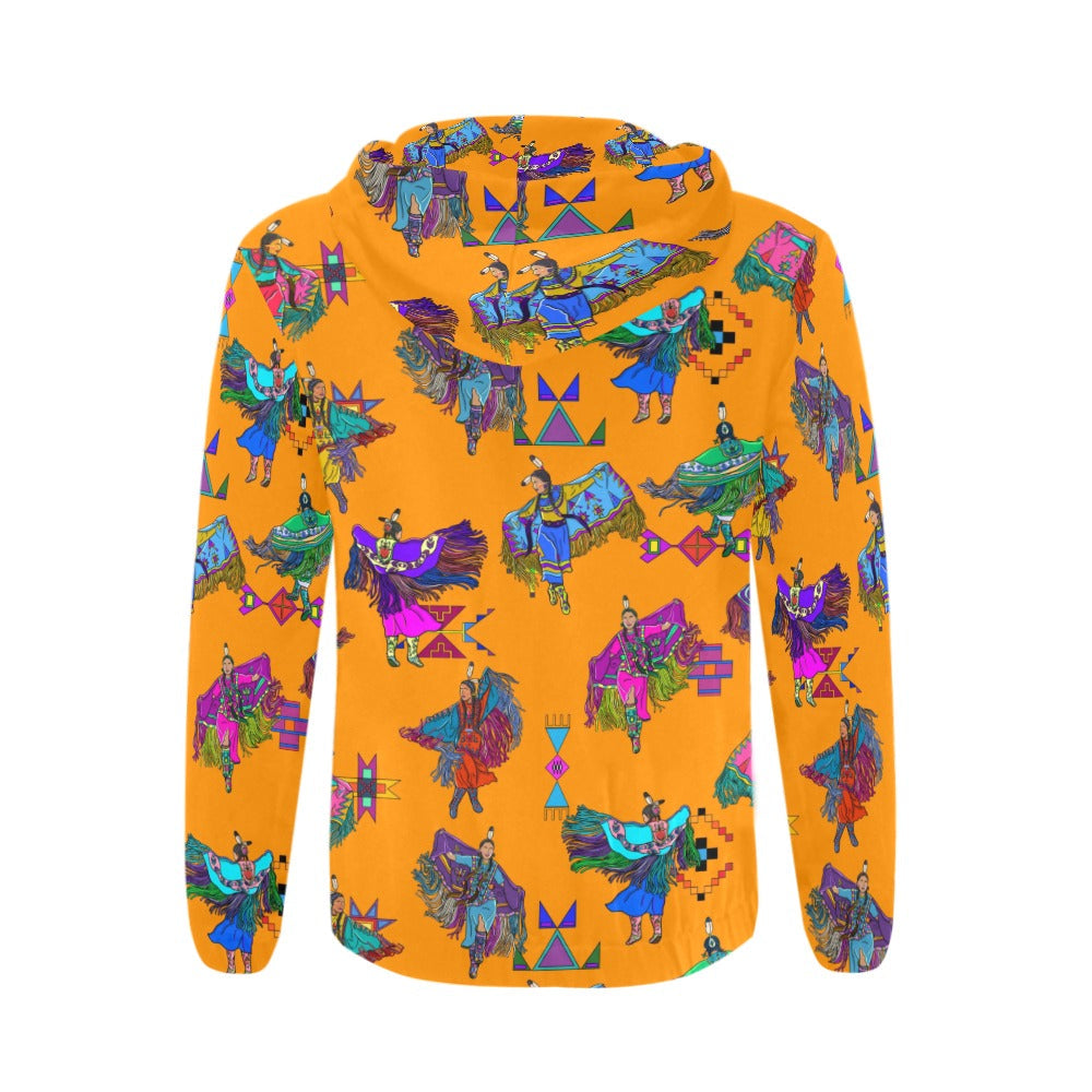 Women's Fancy Dancers Orange Men's Zipper Hoodie