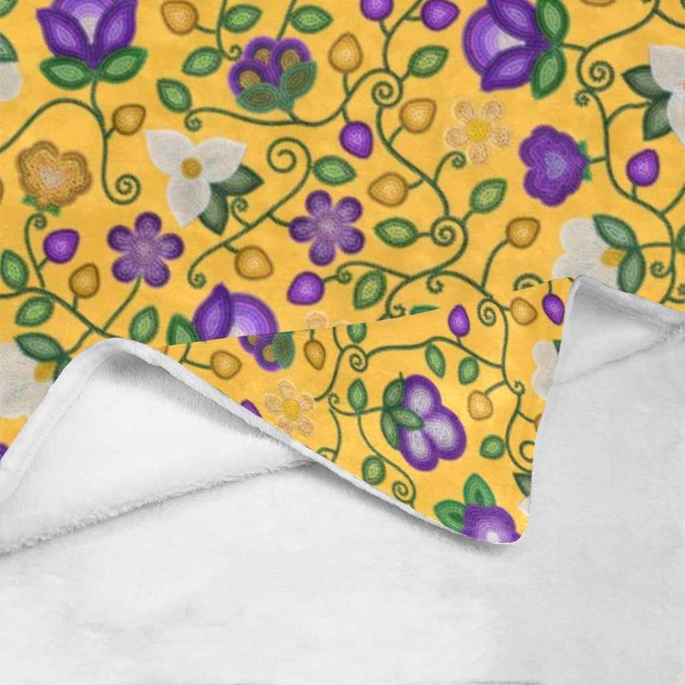 Midnight Moss Bloom Yellow X-Large Micro Fleece Blanket