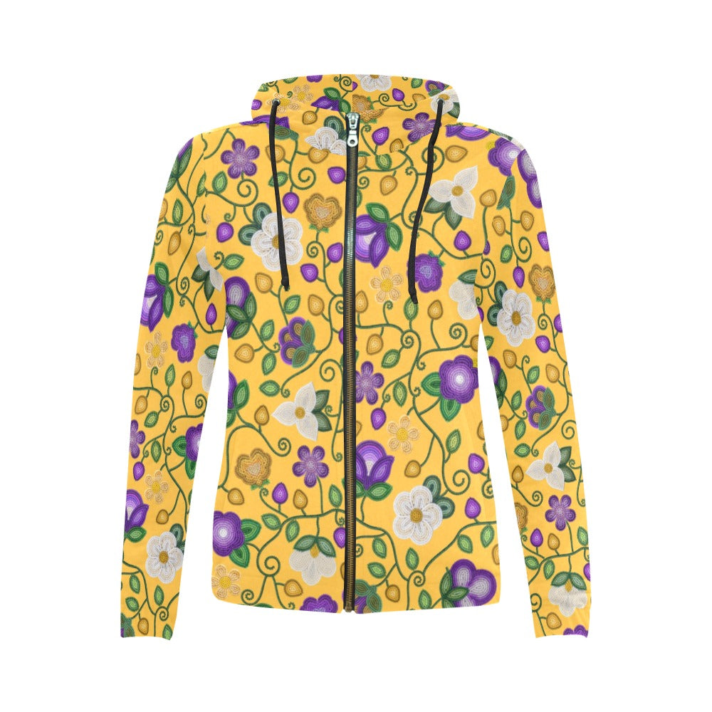 Midnight Moss Bloom Full Zip Hoodie For Women