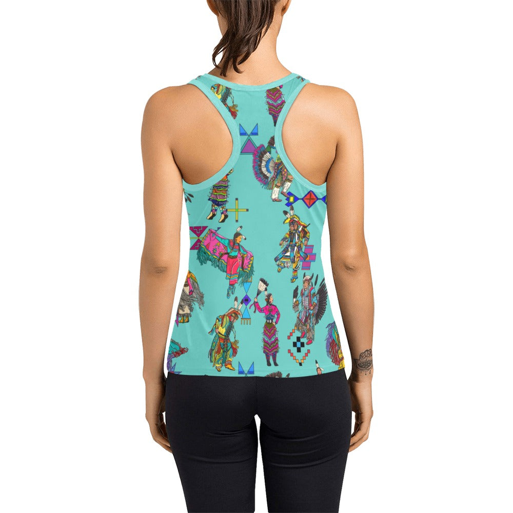 Grand Entry Dancers Eggshell Blue Women's Racerback Tank Top