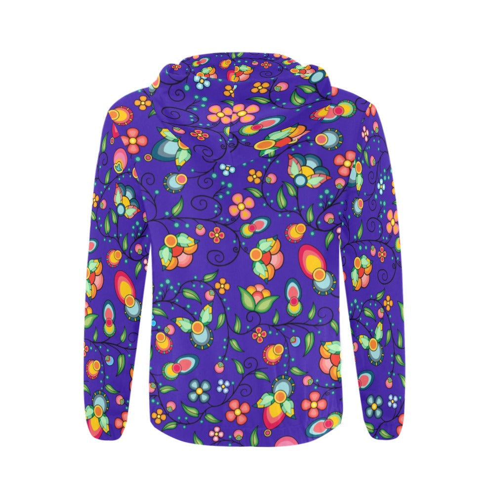 Floral Bounty Blue Zip Hoodie