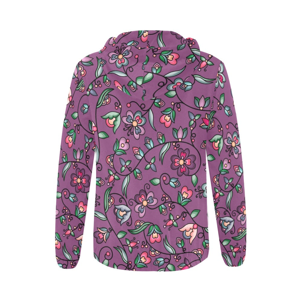 Amber Evening Garland Purple Full Zip Hoodie for Women