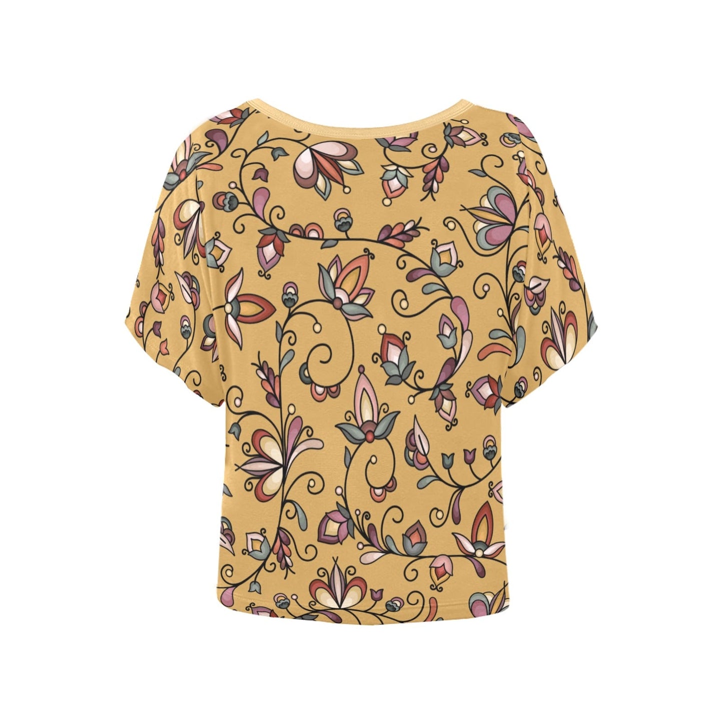 Burnt Sky Petals Gold Women's Batwing-Sleeved Blouse T shirt