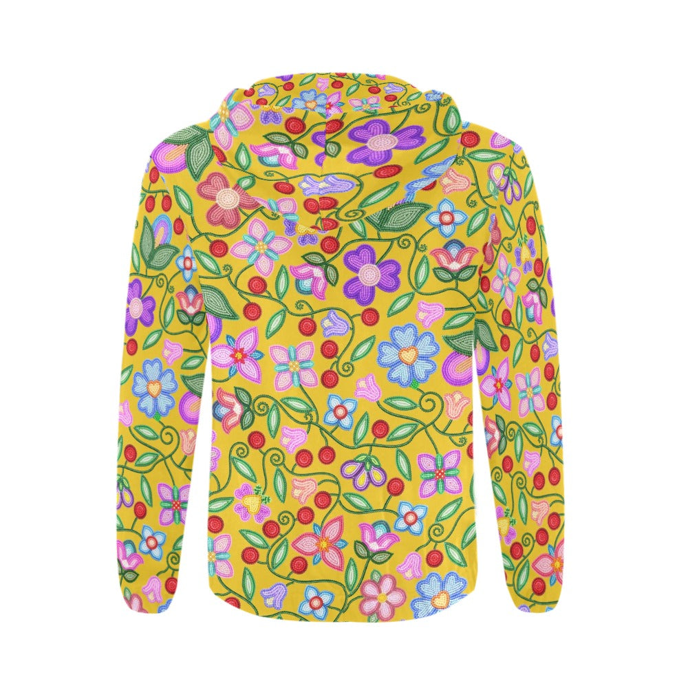 Petal Harmony Ochre Zip Hoodie