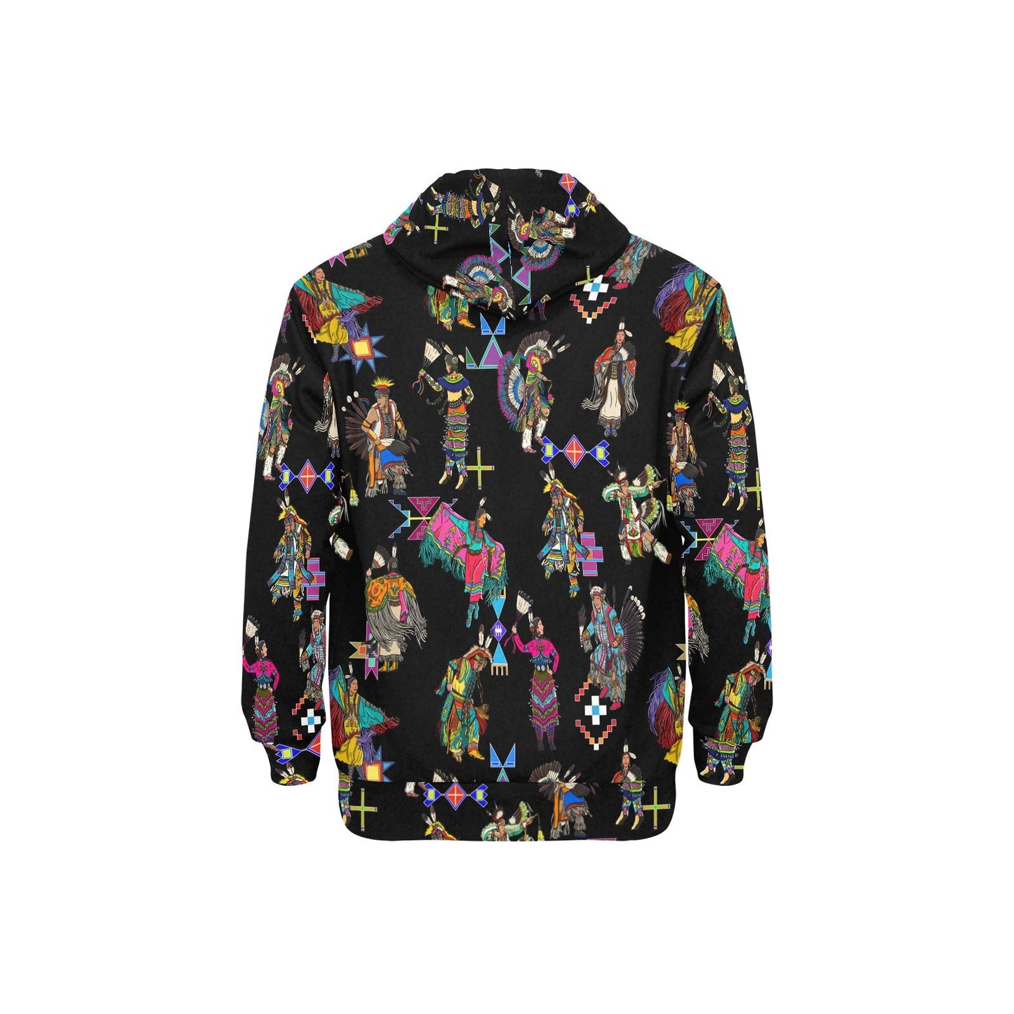 Grand Entry Dancers Black Men's Long Sleeve Fleece Hoodie