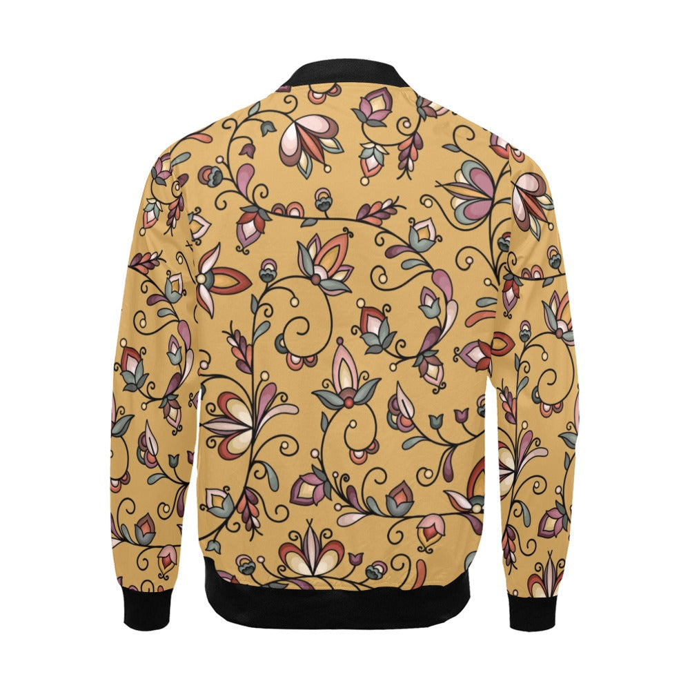 Burnt Sky Petals Gold Bomber Jacket for Men