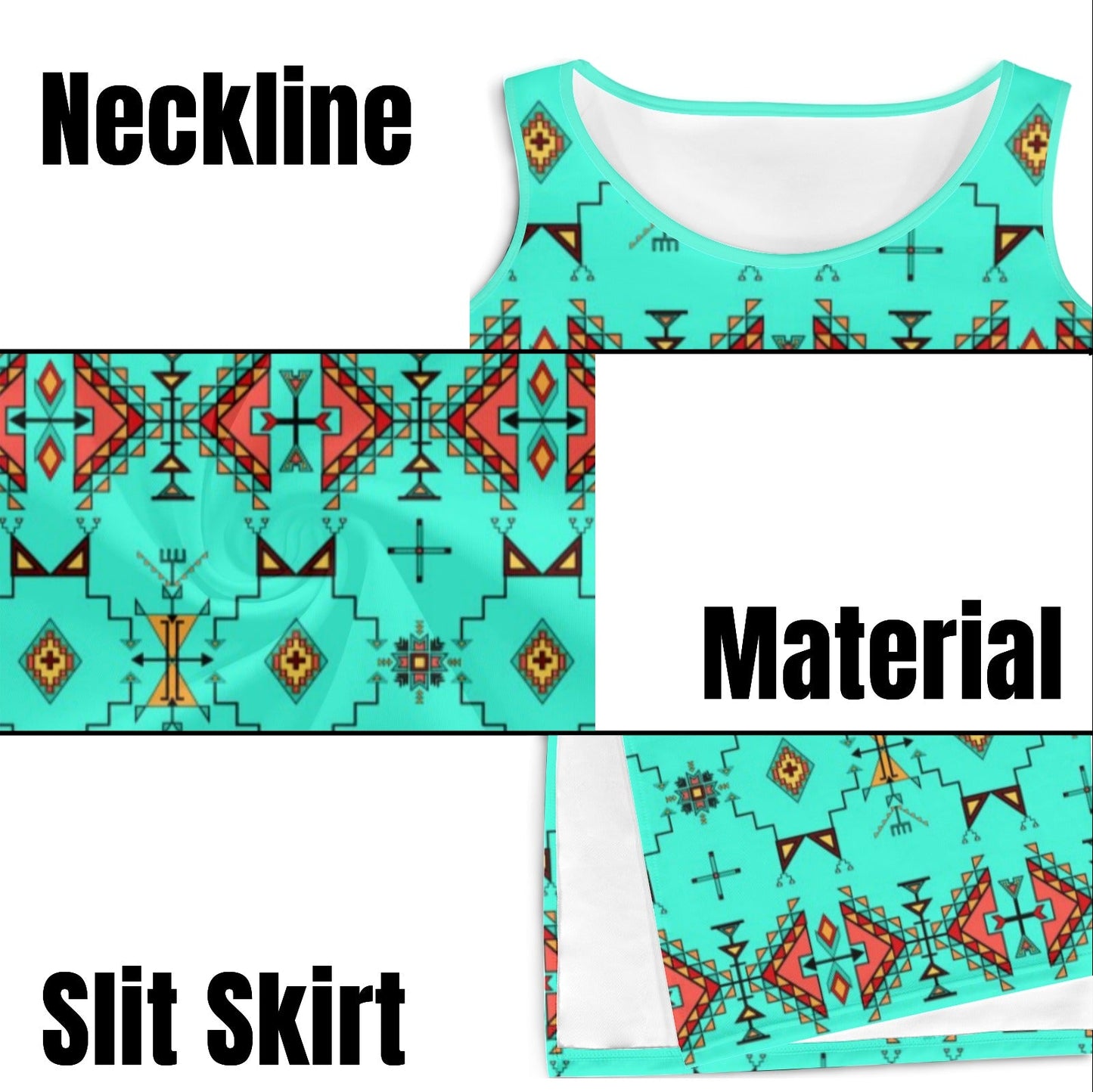 Thunder Flight Turquoise Phaedra Sleeveless Open Fork Long Dress