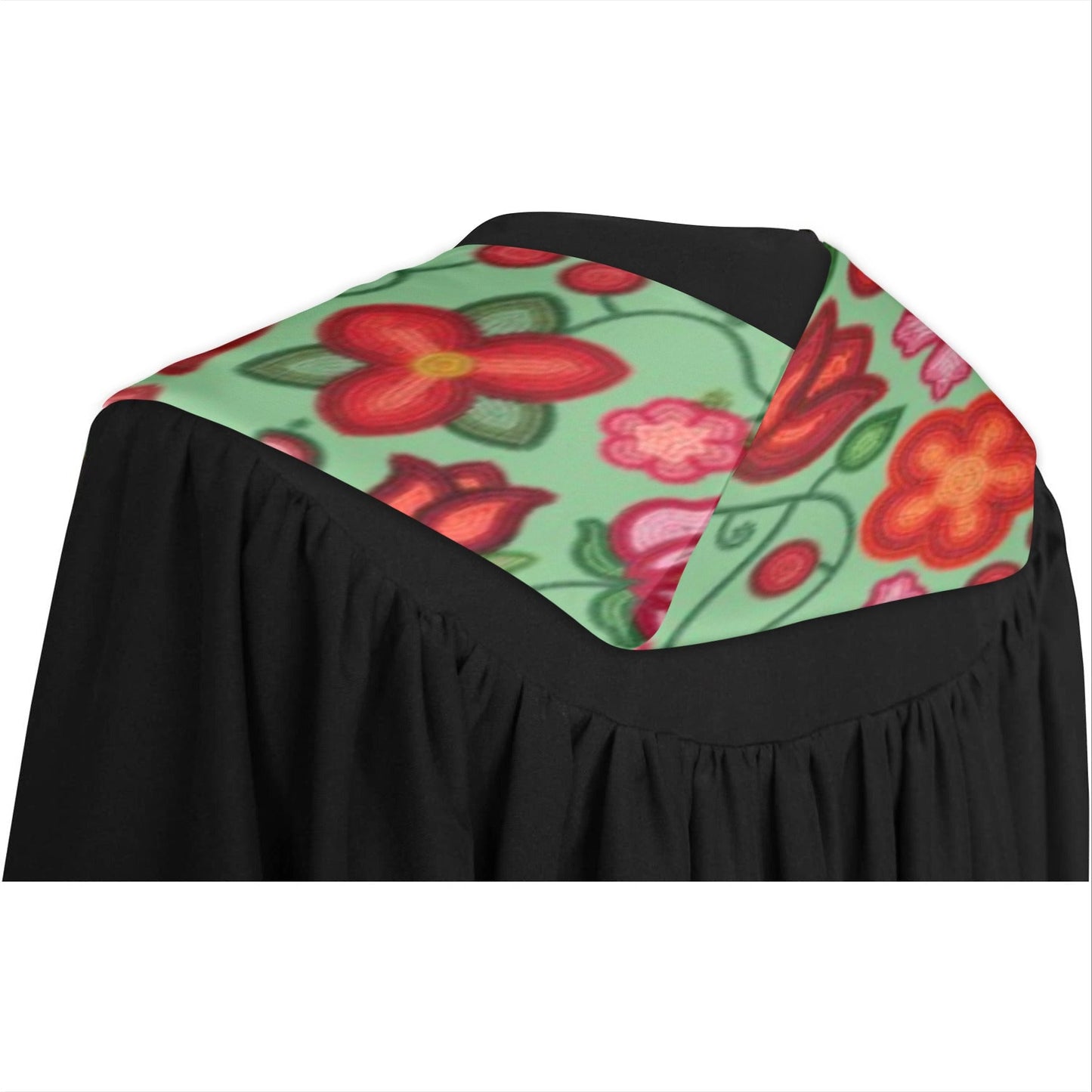 Rose Reverie Green Graduation Stole