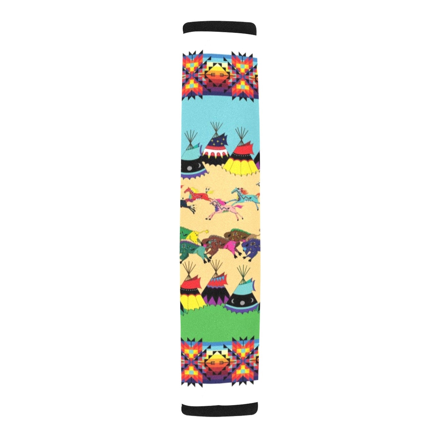 Horses and Buffalo Ledger White Seat Belt Cover