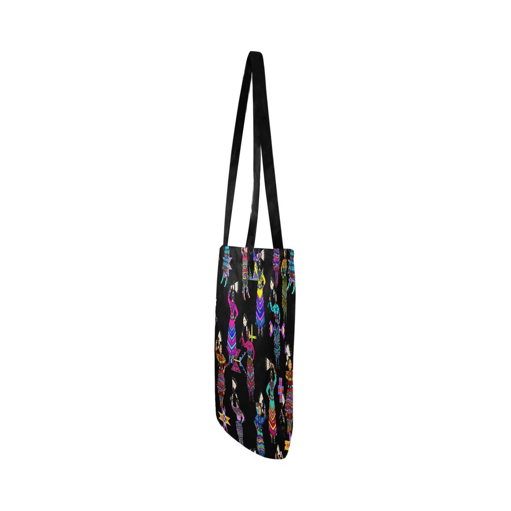 Women's Jingle Dancers Black Reusable Shopping Bag