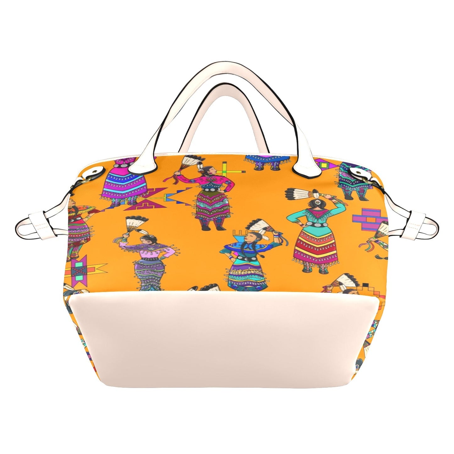 Women's Jingle Dancers Orange Clover Canvas Tote Bag