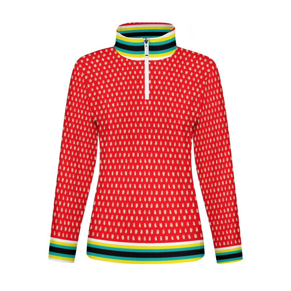 Elk Teeth on Red Long Sleeve Yoga Shirt – Women's Top by 49 Dzine