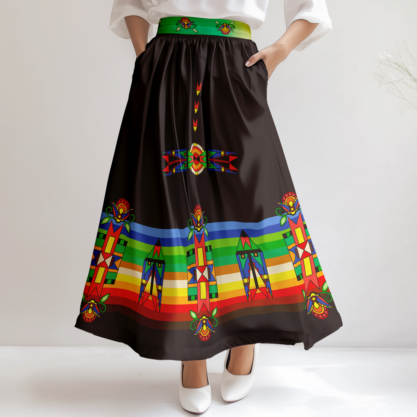 Spirit Blossom Harmony Geometric Skirt