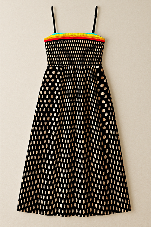 Elk Teeth on Black Smock Top Dress