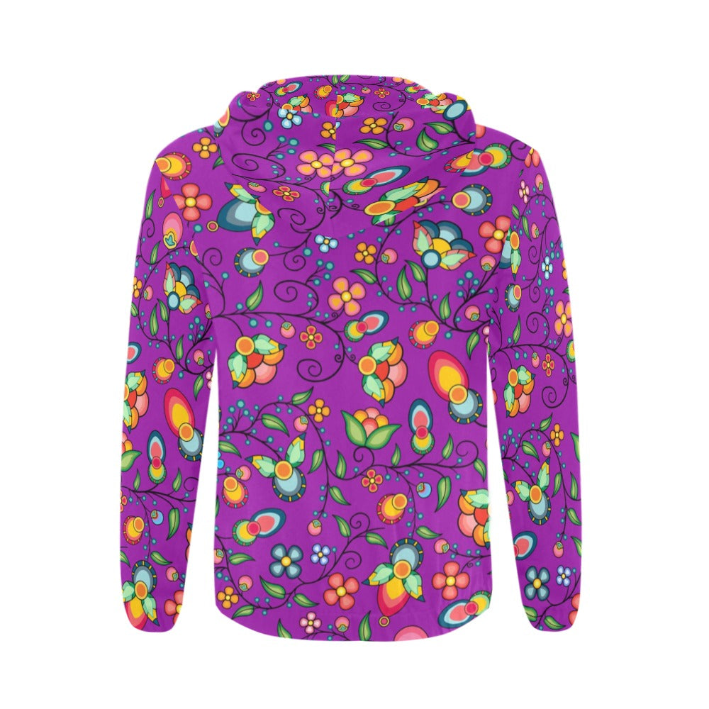 Floral Bounty Purple Zip Hoodie