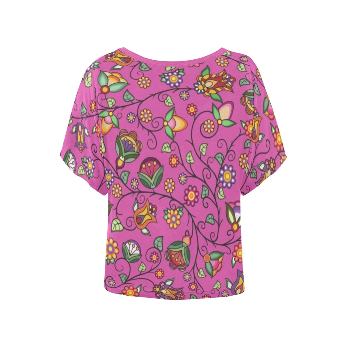 Heartbeat Petals Pink Women's Batwing-Sleeved Blouse T shirt