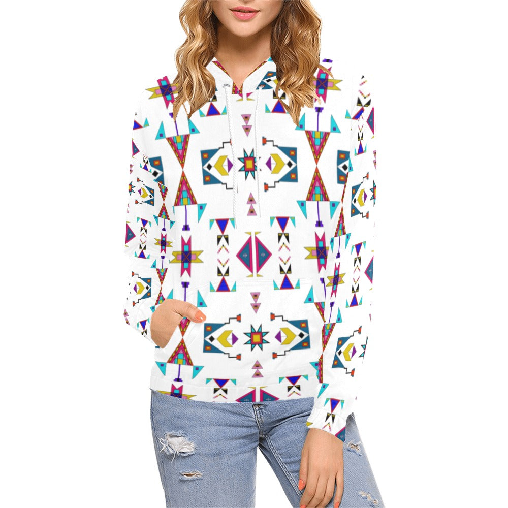 Enemy Territory White Hoodie for Women by 49 Dzine