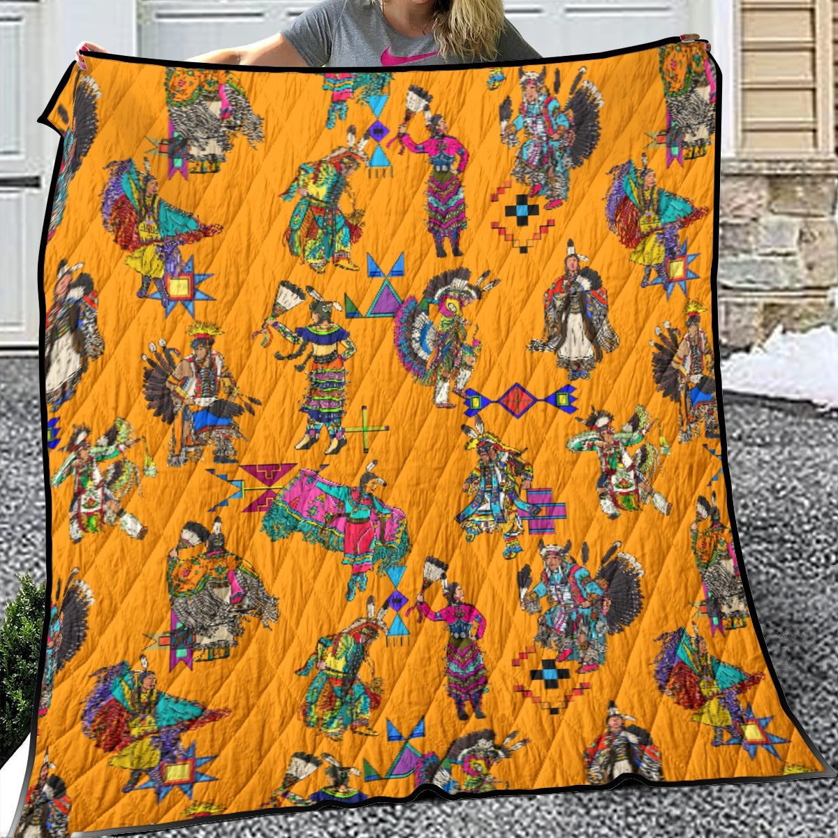 Grand Entry Dancers Orange Lightweight Quilt
