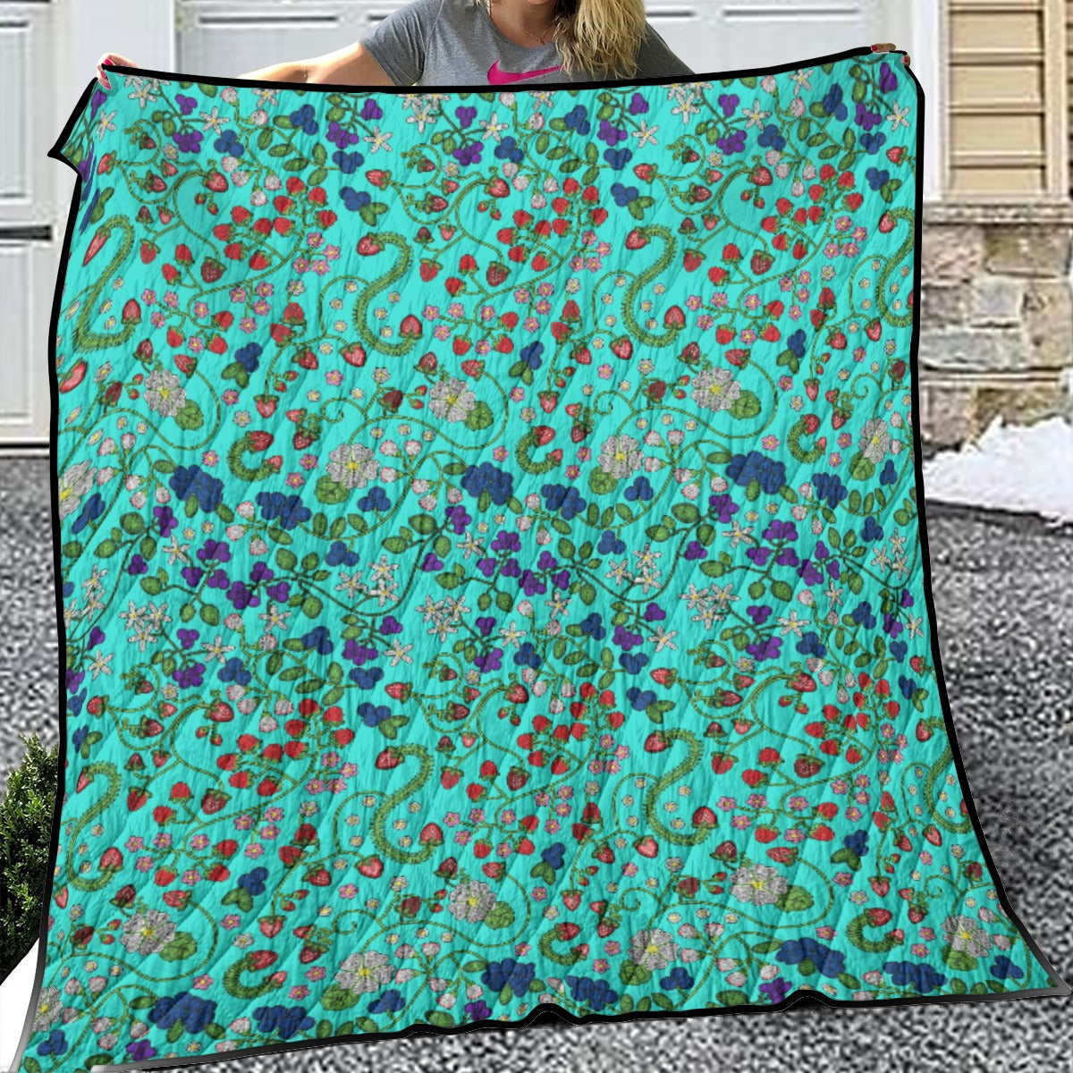 Grandmother Stories Turquoise Lightweight Quilt by 49 Dzine