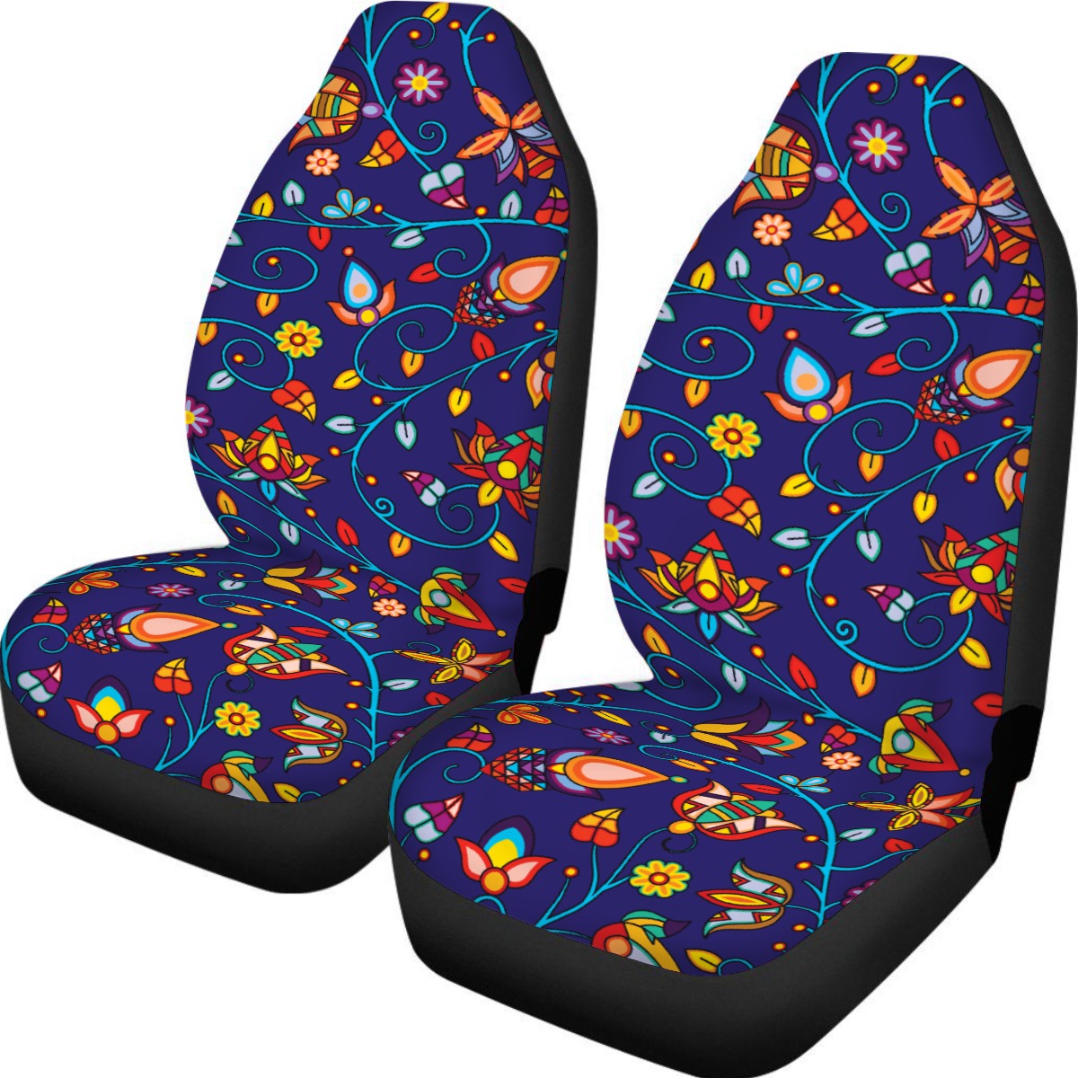 Thorny Path Blue Universal Car Seat Cover With Thickened Back