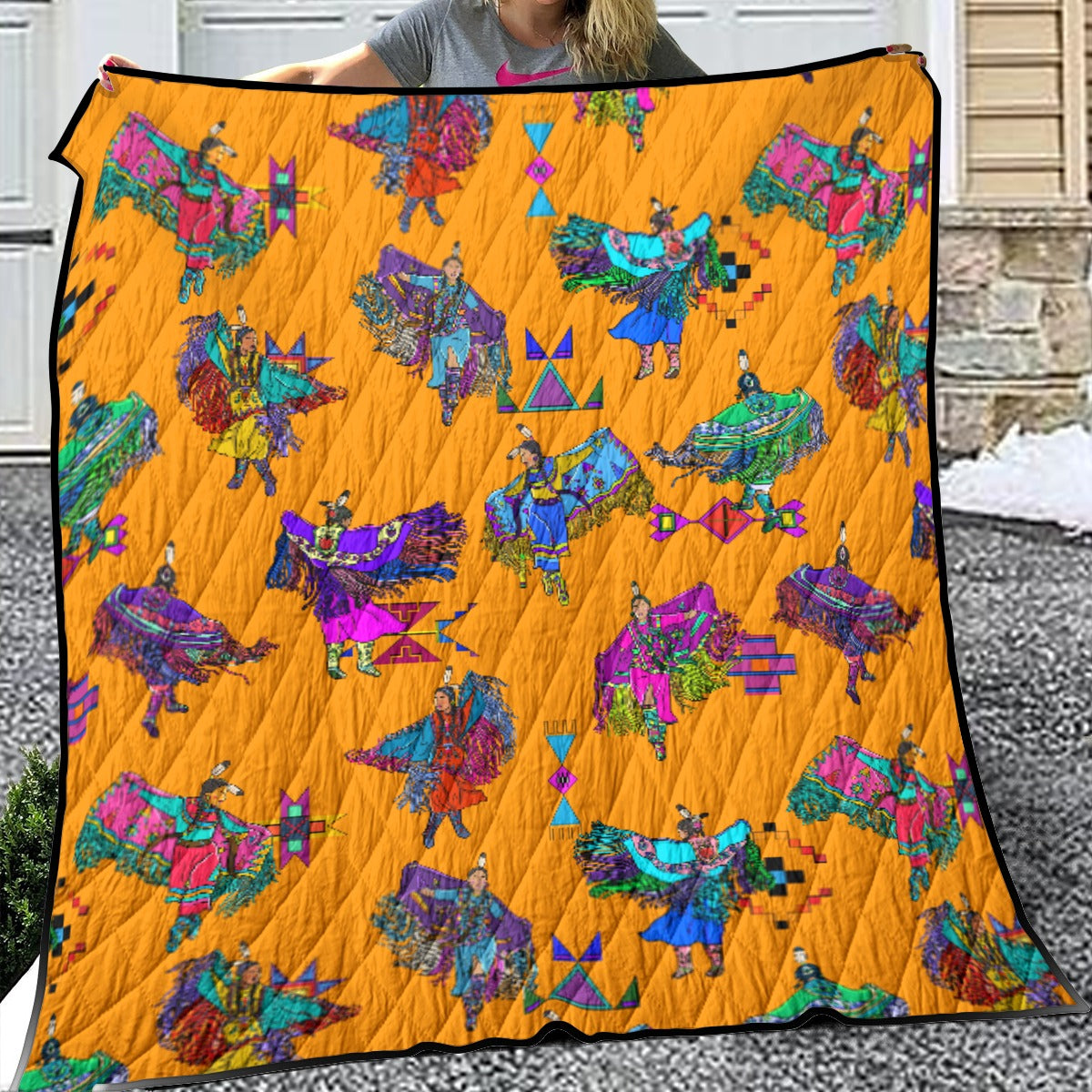Women's Fancy Dancers Orange Lightweight Quilt by 49 Dzine