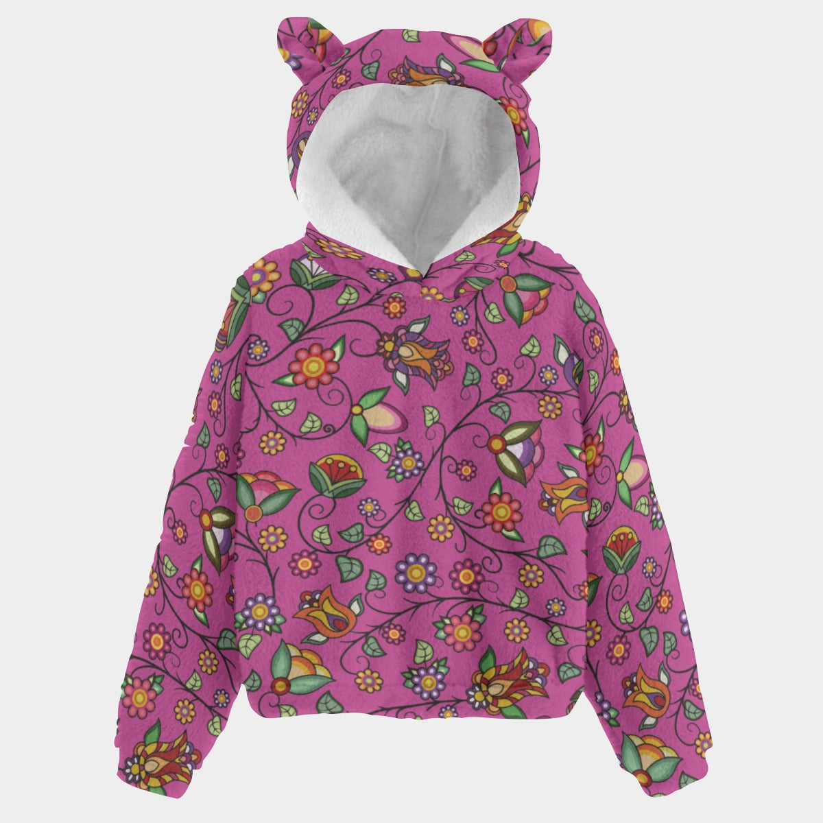 Heartbeat Petals Pink Youth Hoodie with Ears