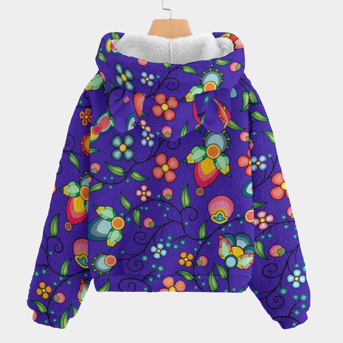 Floral Bounty Blue Youth Hoodie With Ears