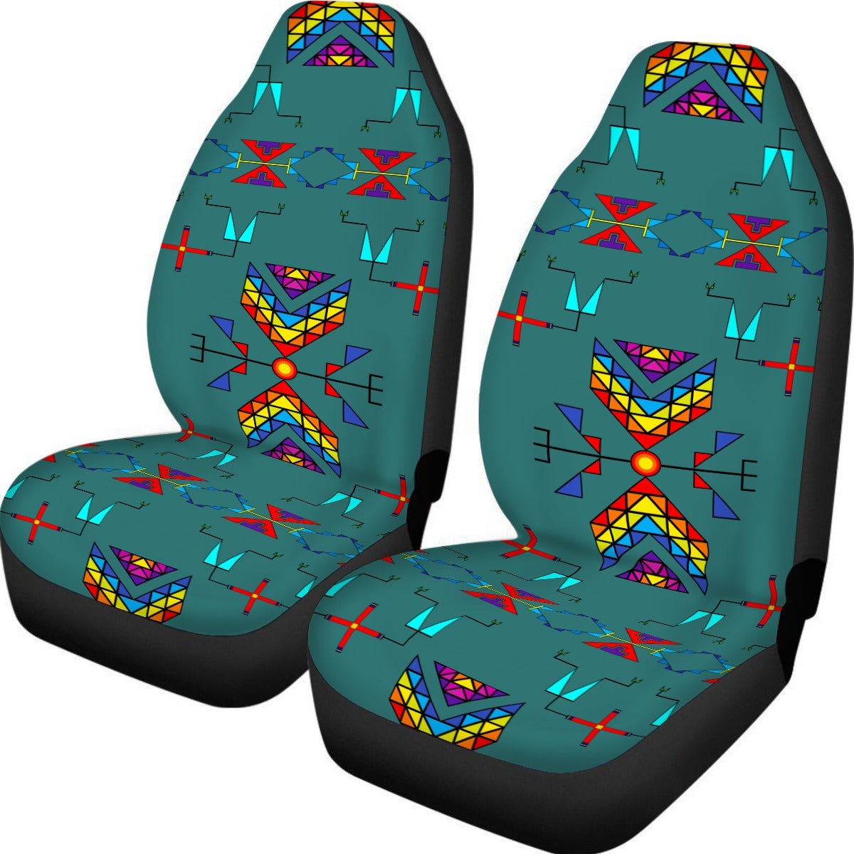 Rainy Chief Rainbow Teal Sky Universal Car Seat Cover With Thickened Back
