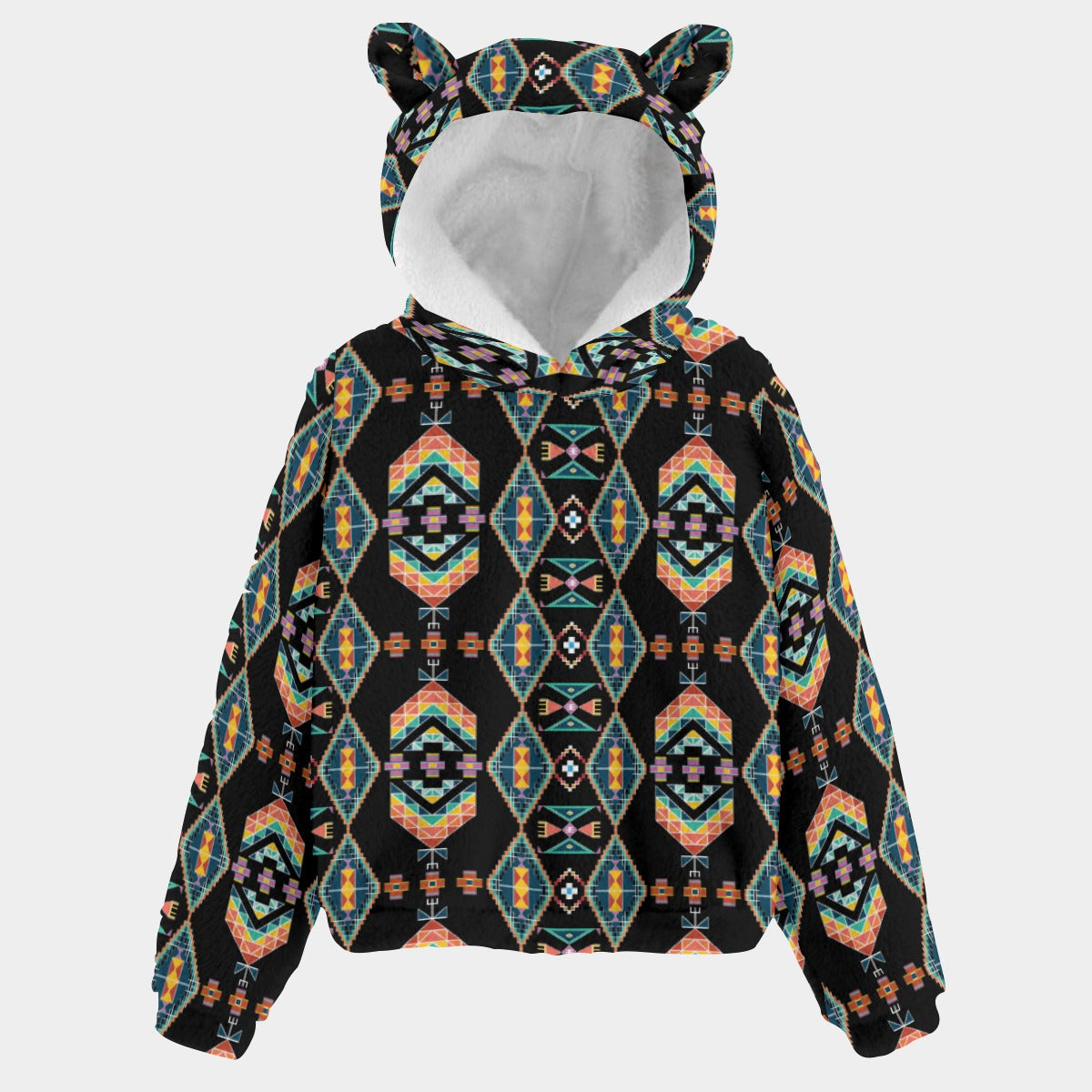 Travois Tipi Black Youth Hoodie With Ears