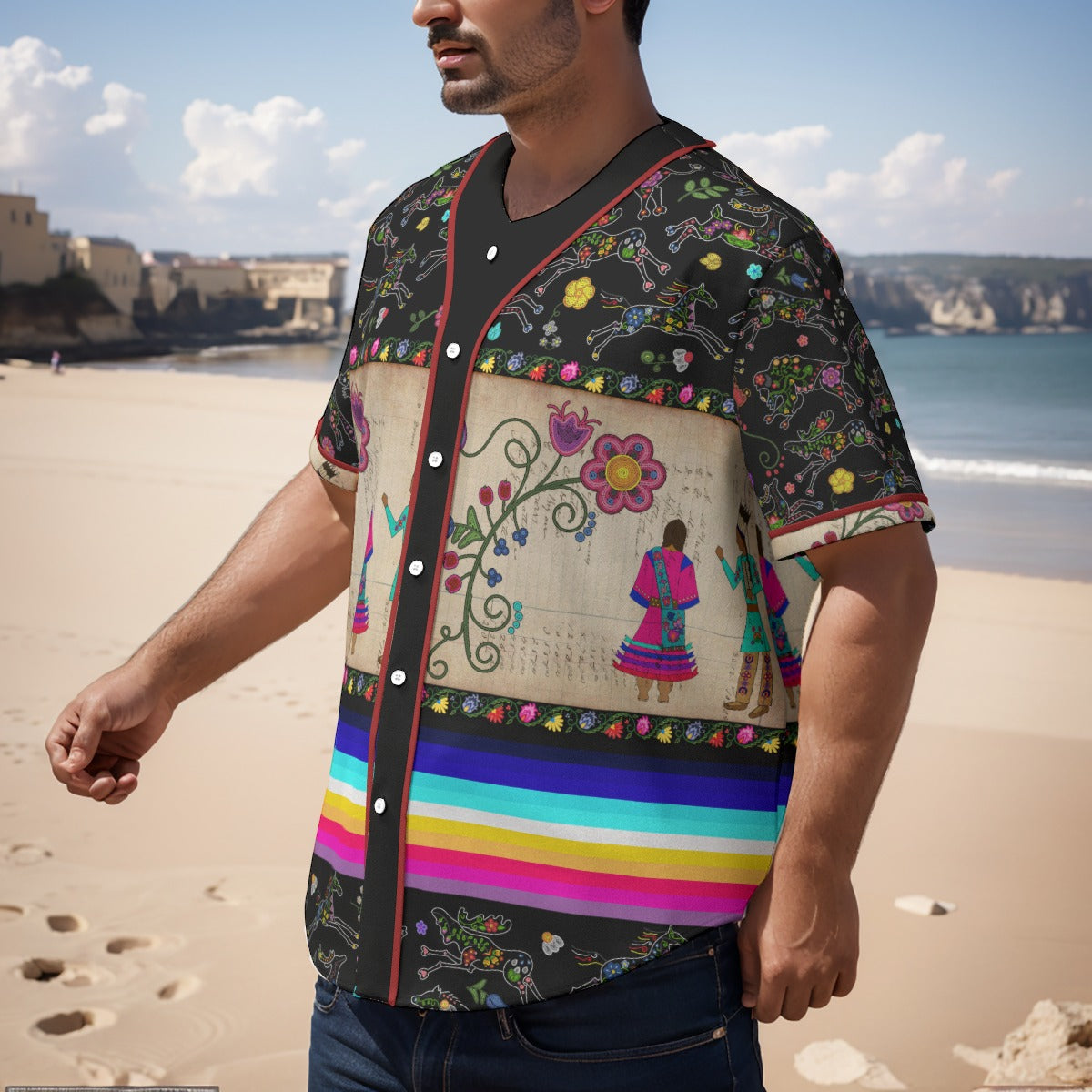 Floral Ledger Sweethearts Short Sleeve Baseball Jersey
