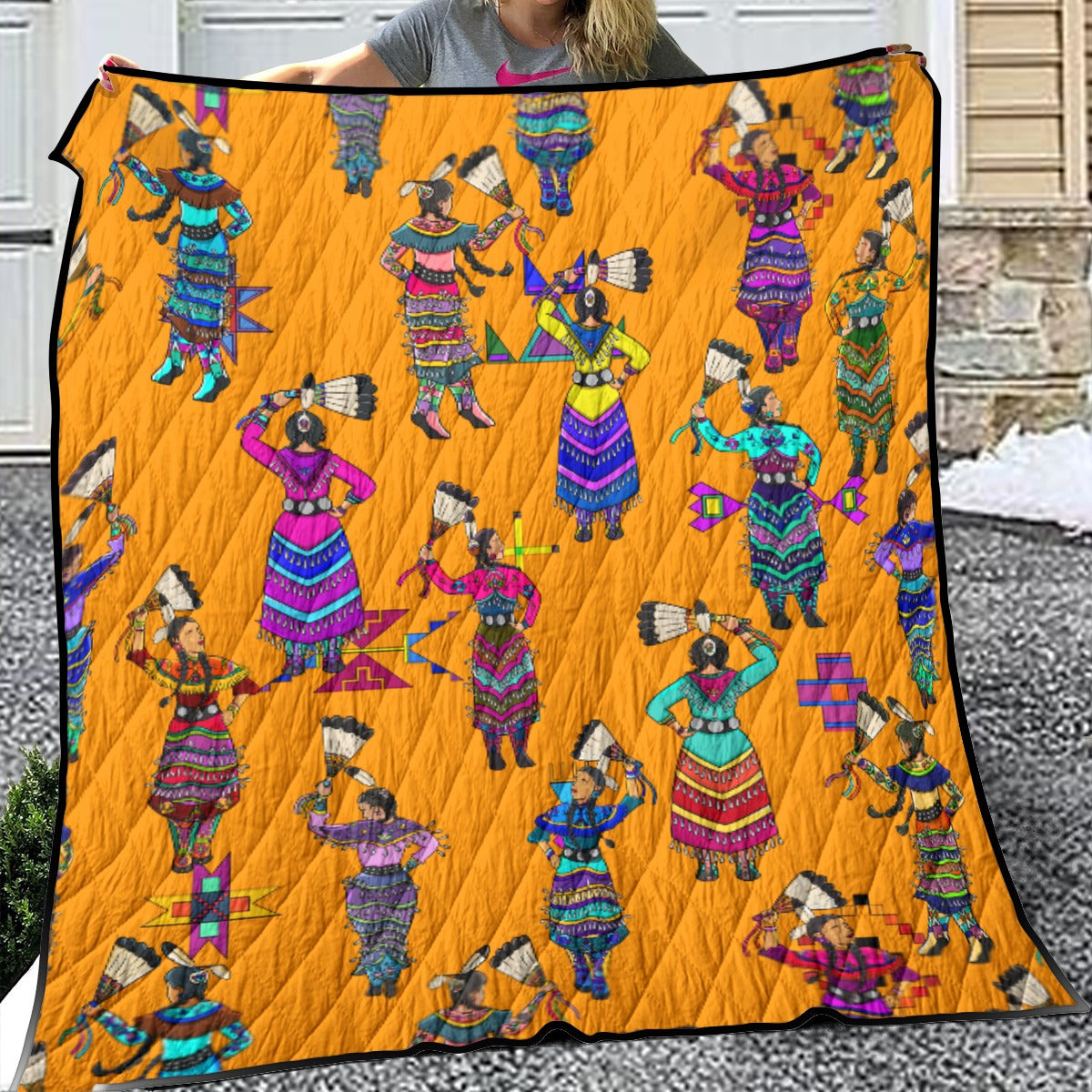 Women's Jingle Dancers Orange Lightweight Quilt