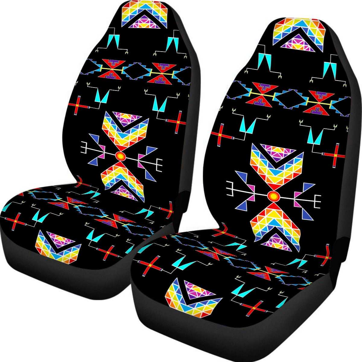 Rainy Chief Rainbow Black Car Seat Covers